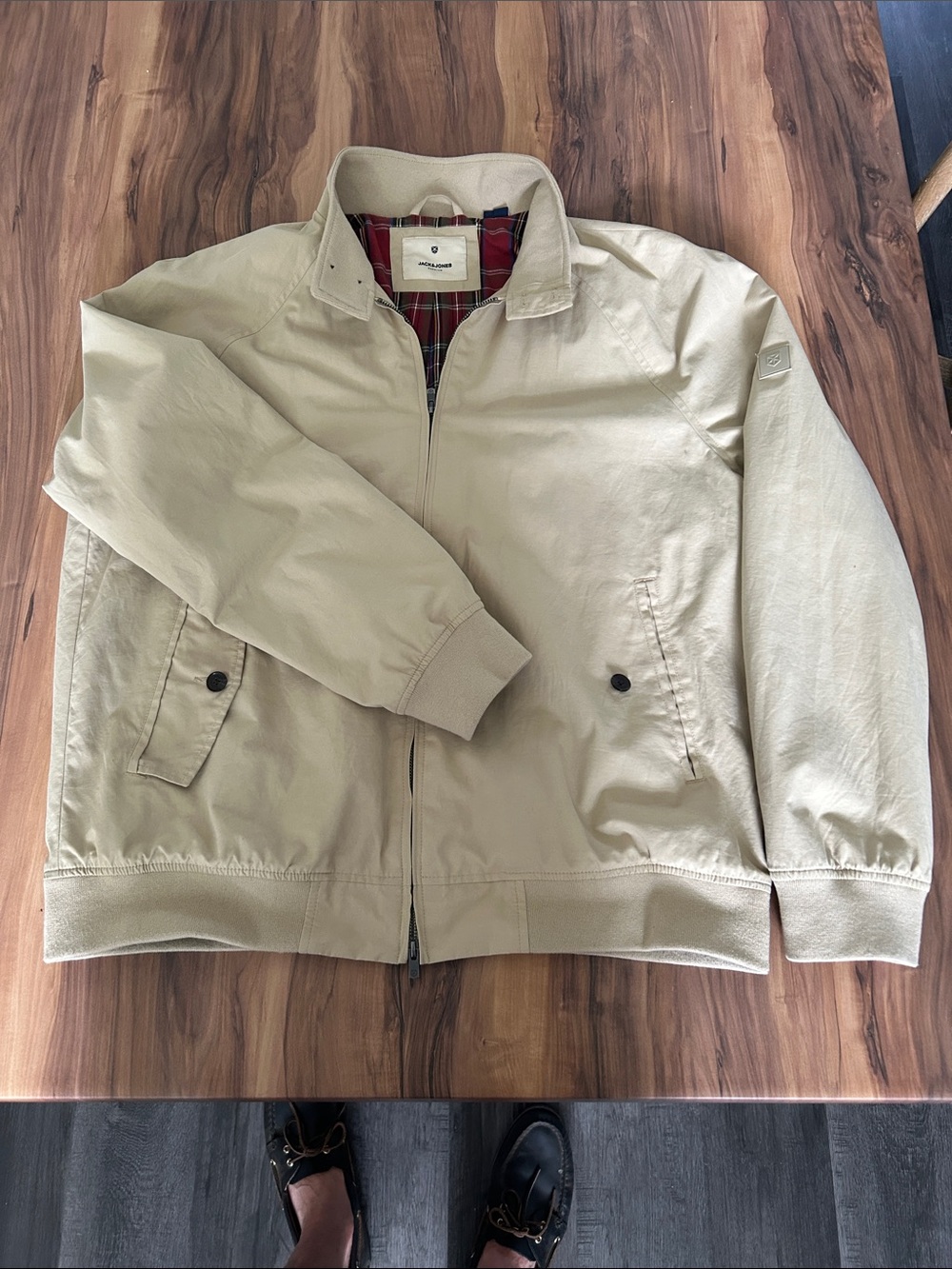 Jack & Jones Beige Harrington-Style casual baseball/golf-styled jacket